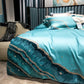 Soft Cotton Bedding Set Ocean Wave Gold Trim
