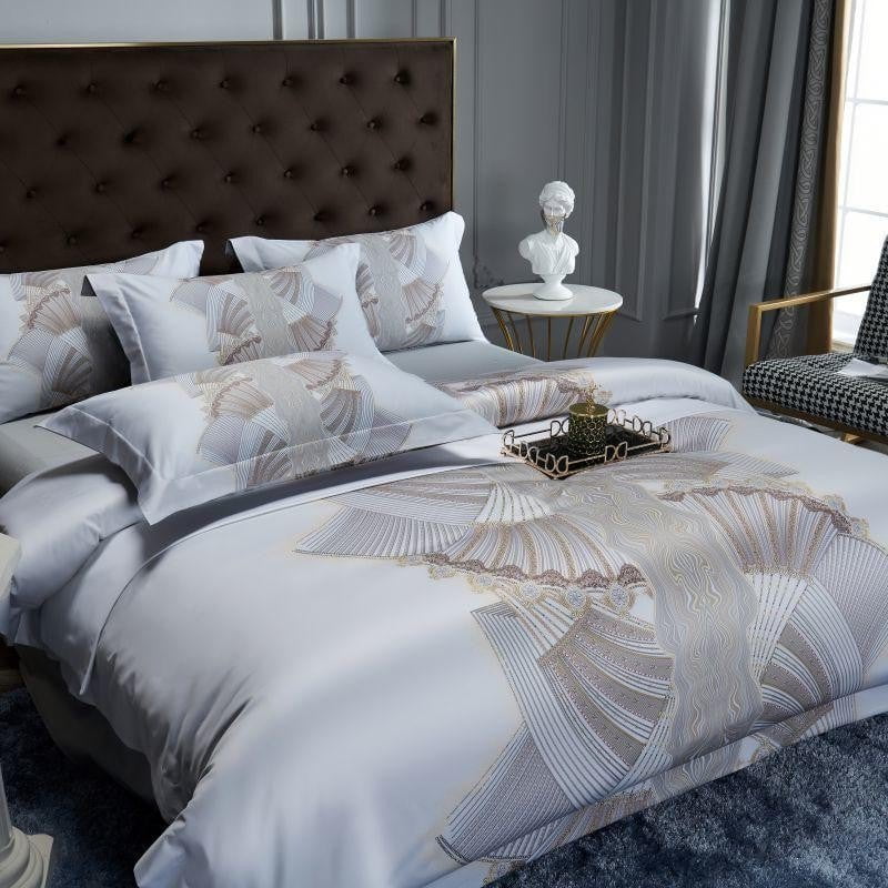 Premium Soft Cotton Bed Sheets | Elegant Grey Embroidery