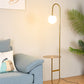 Stylish Floor Lamp with Side Table | Gold and Stone Finish