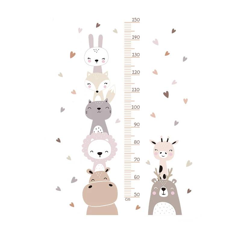 Animal Height Measurement Wall Stickers for Kids