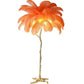 Soft Pink Feather Floor Lamp Gold Base
