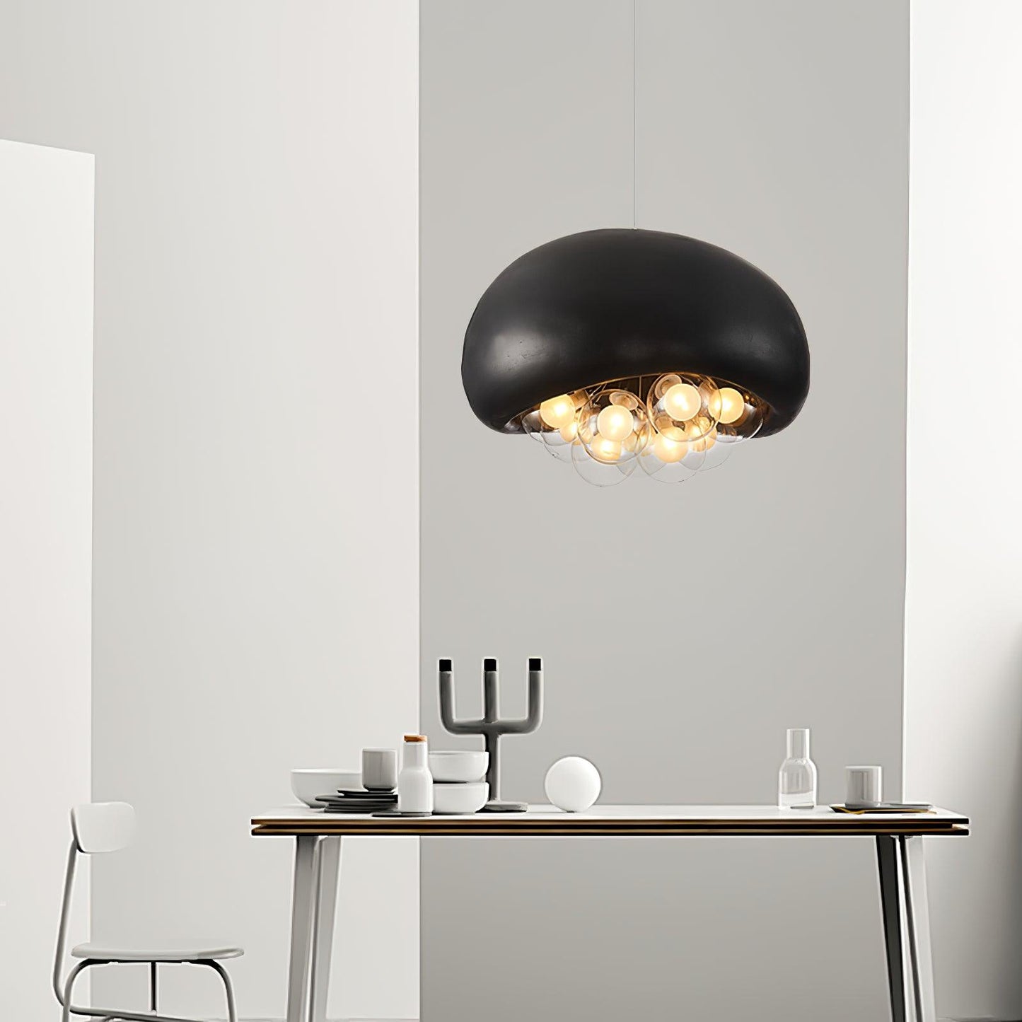 Sleek Black Glass Globe Pendant Light