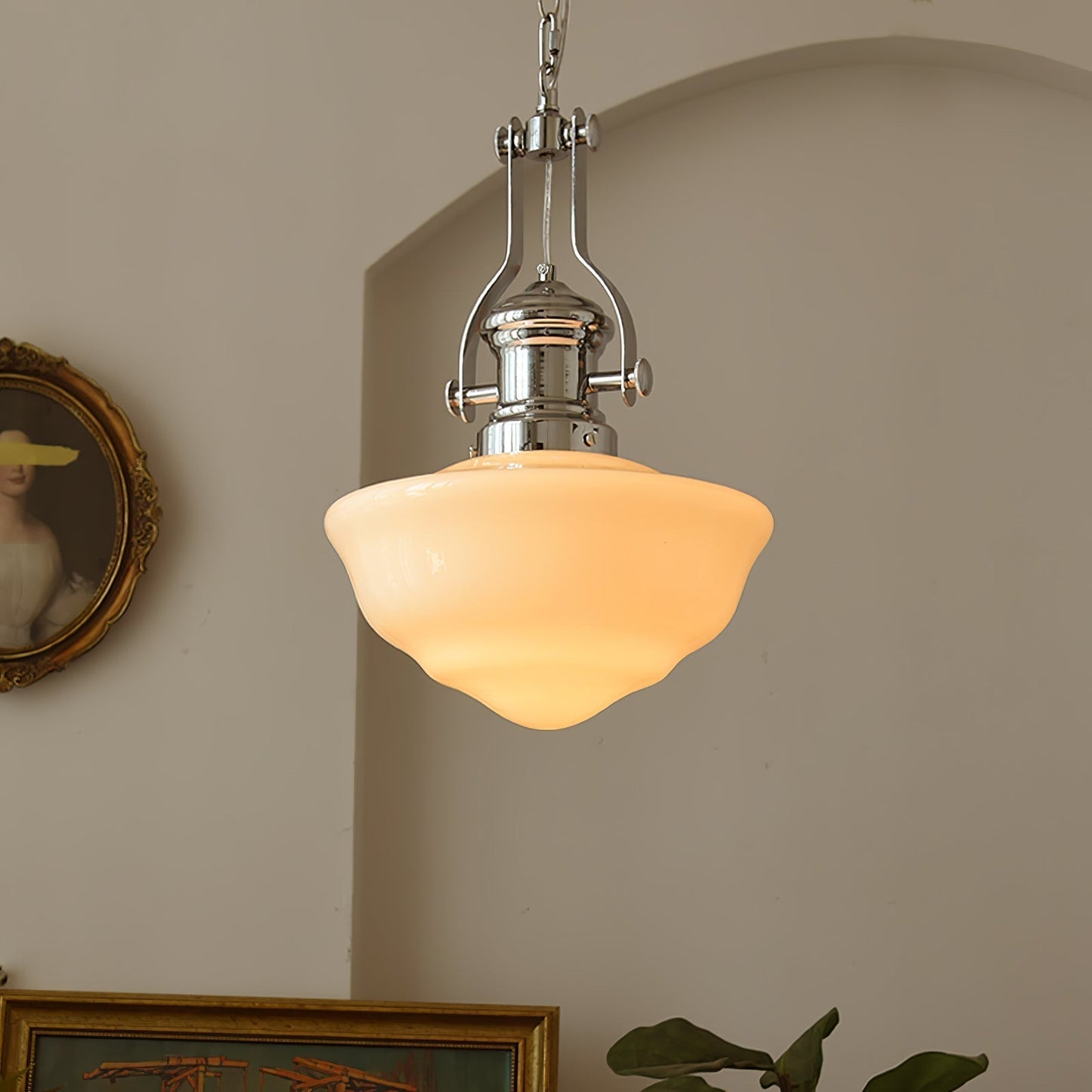 Retro Classic Hanging Light | White Glass Shade - HappyKidMart