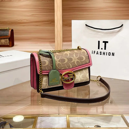 Fashion Crossbody Purse with Color Block Strap