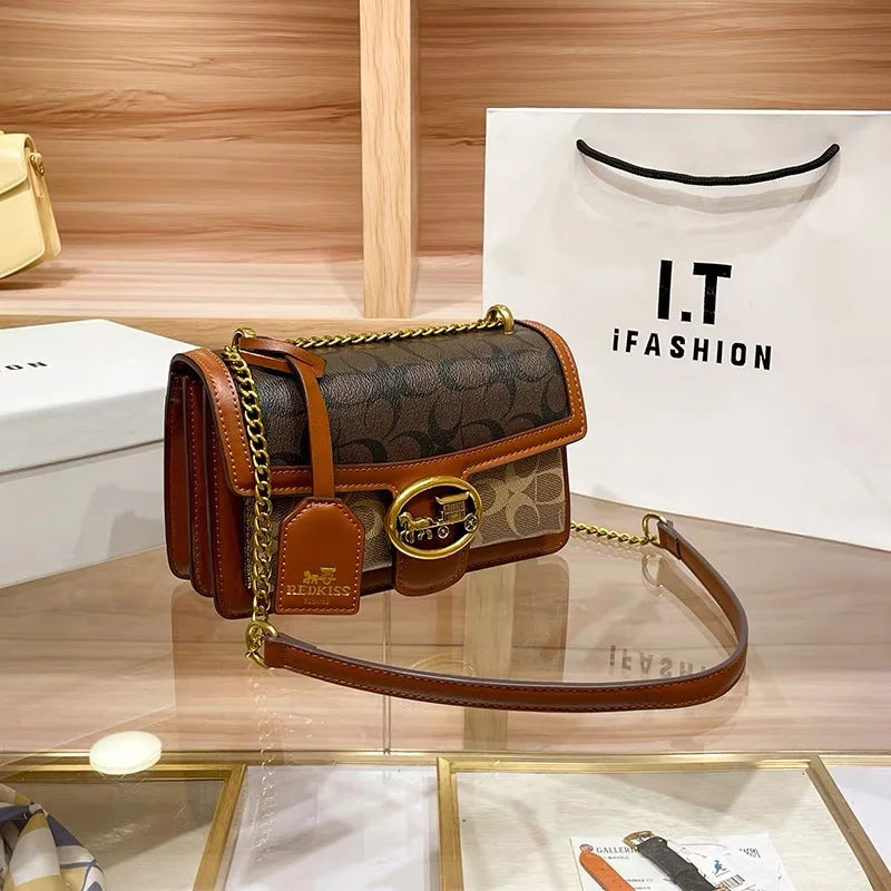 Fashion Crossbody Purse with Color Block Strap