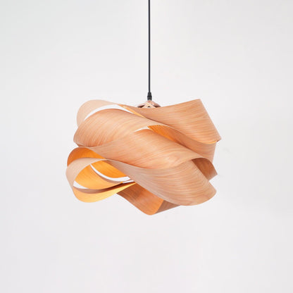 Rustic Wooden Pendant Lamp | Earthy Spiral Shade