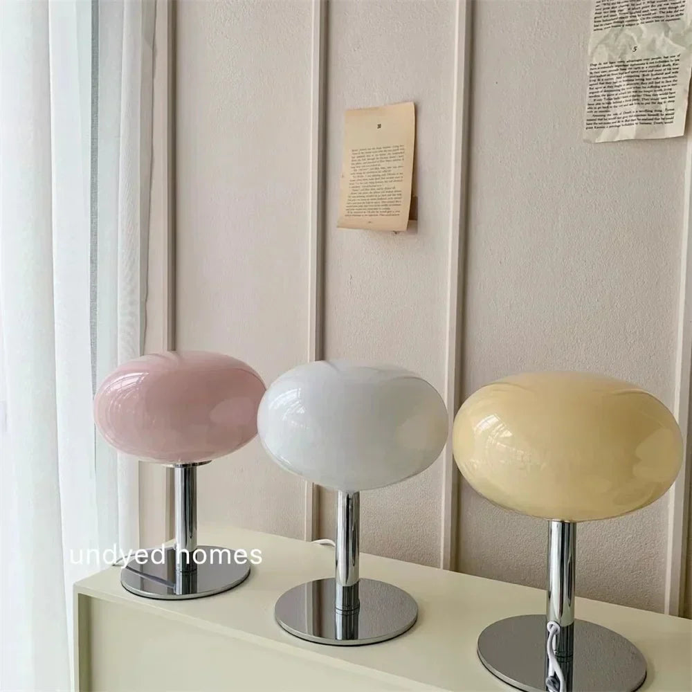 Sleek Chrome Table Lamp with Oval Glass Shade