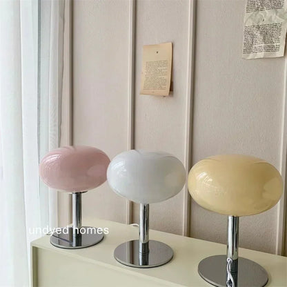 Sleek Chrome Table Lamp with Oval Glass Shade