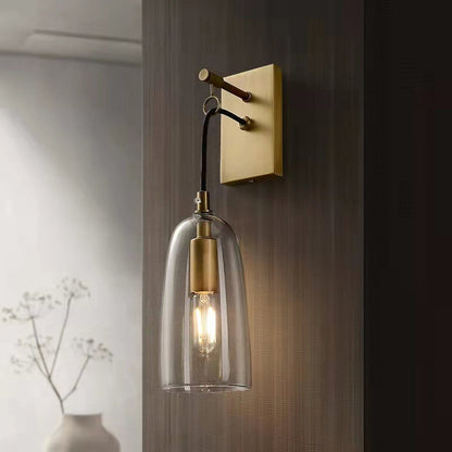 Sleek Glass Wall Light | Gold Tone Bracket