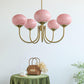 Elegant Crystal Pendant Light | Rose Glass with Gold Accents