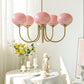 Elegant Crystal Pendant Light | Rose Glass with Gold Accents