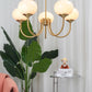 Elegant Crystal Pendant Light | Rose Glass with Gold Accents