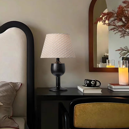 Oceanic Glass Table Lamp | Dark Wooden Base