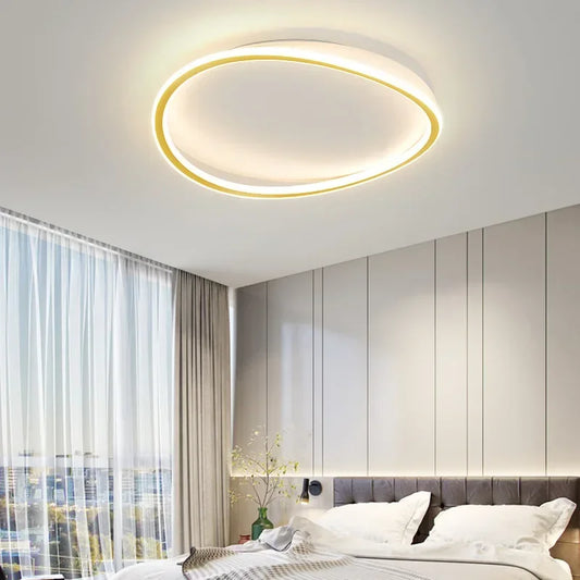 Stylish Gold Oval LED Ceiling Lamp - HappyKidMart