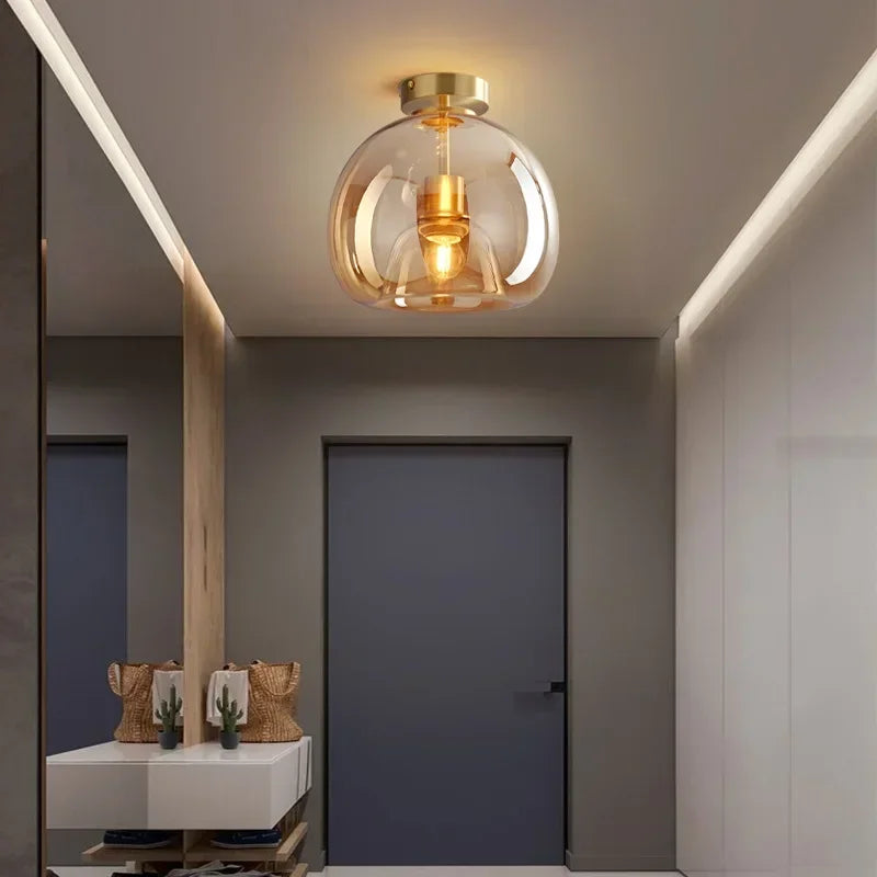 Sleek Glass Pendant Light | Grey Globe Shade