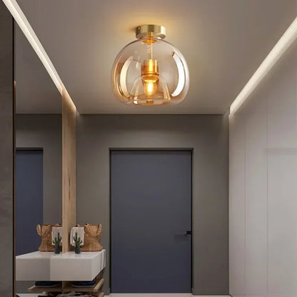Sleek Glass Pendant Light | Grey Globe Shade
