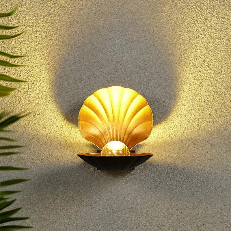Beachy Gold Shell Wall Sconce Light - HappyKidMart