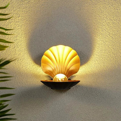 Beachy Gold Shell Wall Sconce Light - HappyKidMart