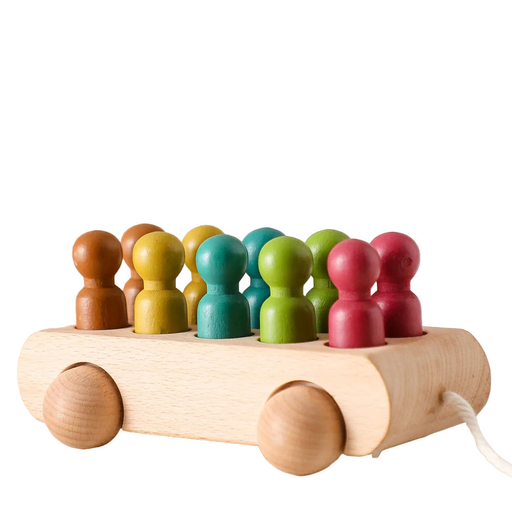 Montessori Wooden Beech Trolley Toy for Baby