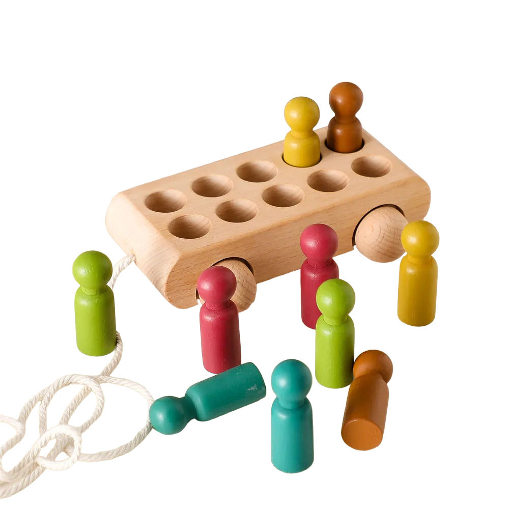 Montessori Wooden Beech Trolley Toy for Baby