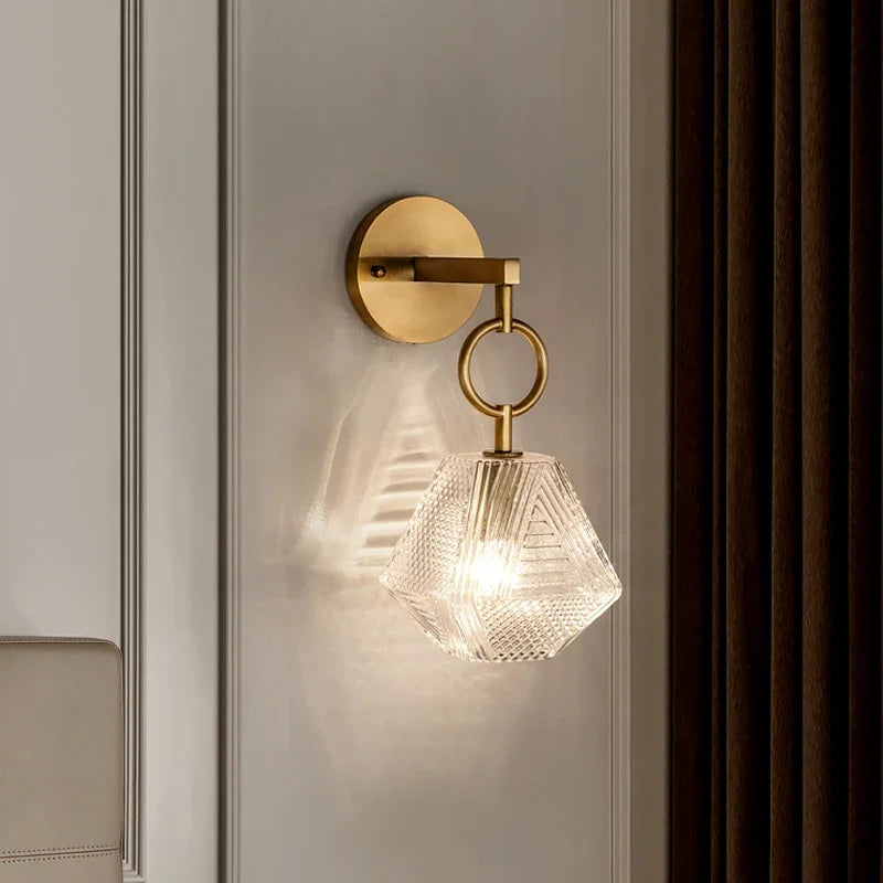 Vintage Chic Glass Wall Lamp With Metal Fitting - HappyKidMart