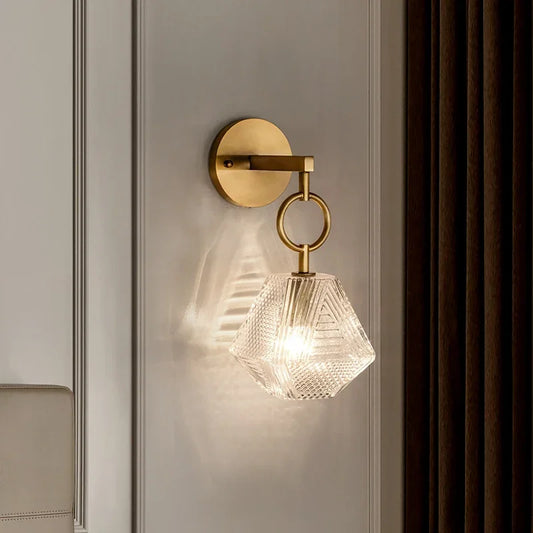 Vintage Chic Glass Wall Lamp With Metal Fitting - HappyKidMart
