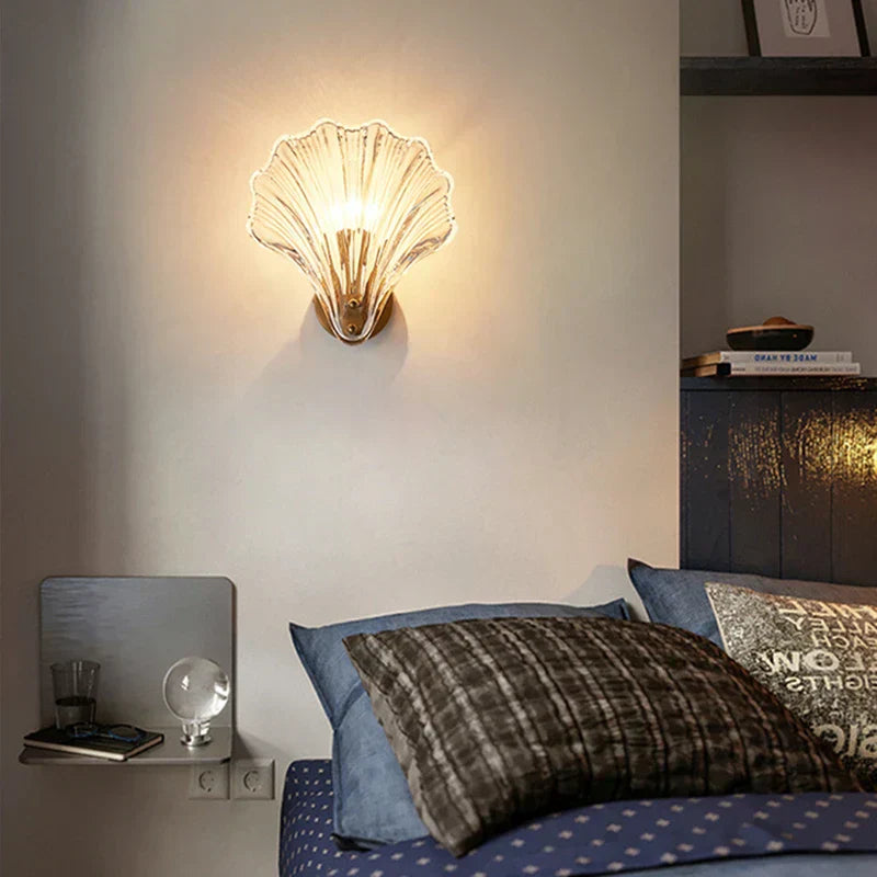 Beachy Glass Wall Light | Seashell Style Sconce - HappyKidMart