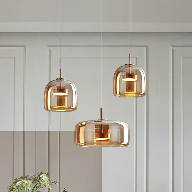 Stylish Amber Glass Drop Light - HappyKidMart
