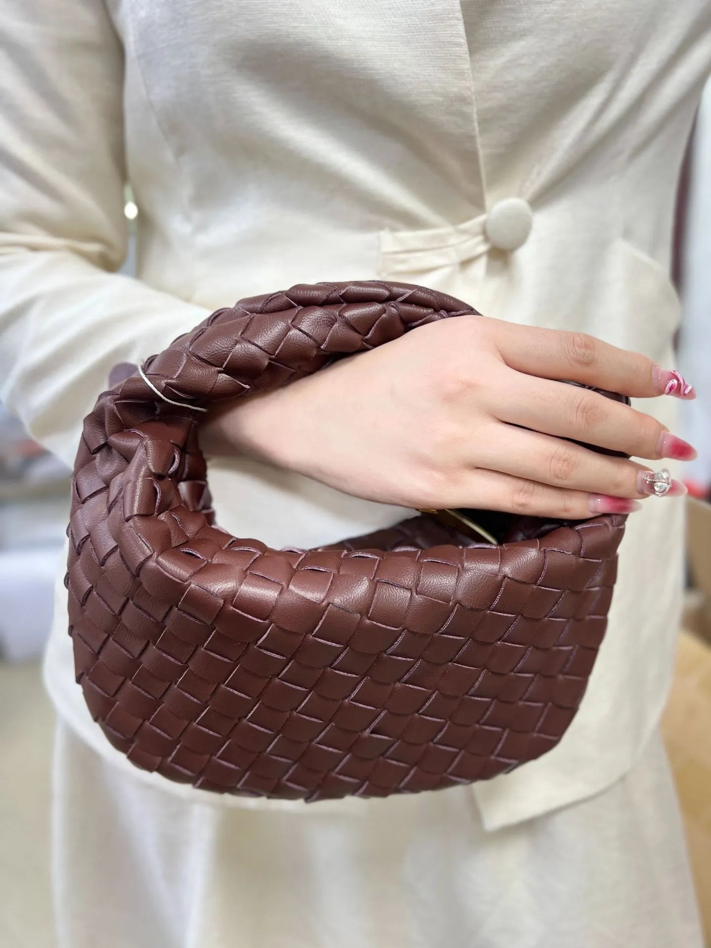 Braided Leather Tote Bag | Woven Pattern Style