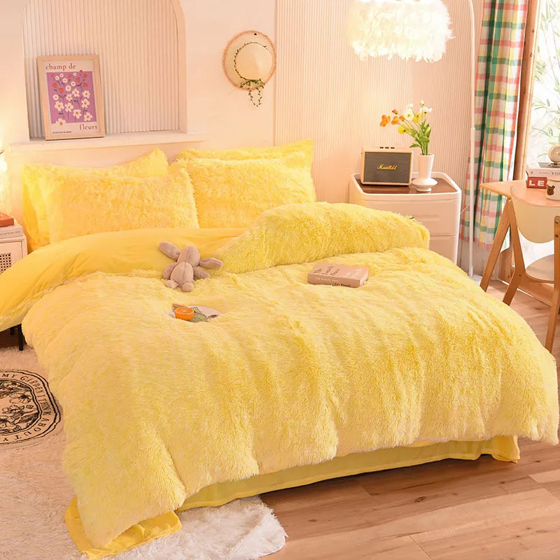 Luxurious Soft Pink Bedding Set with Fringe Trim