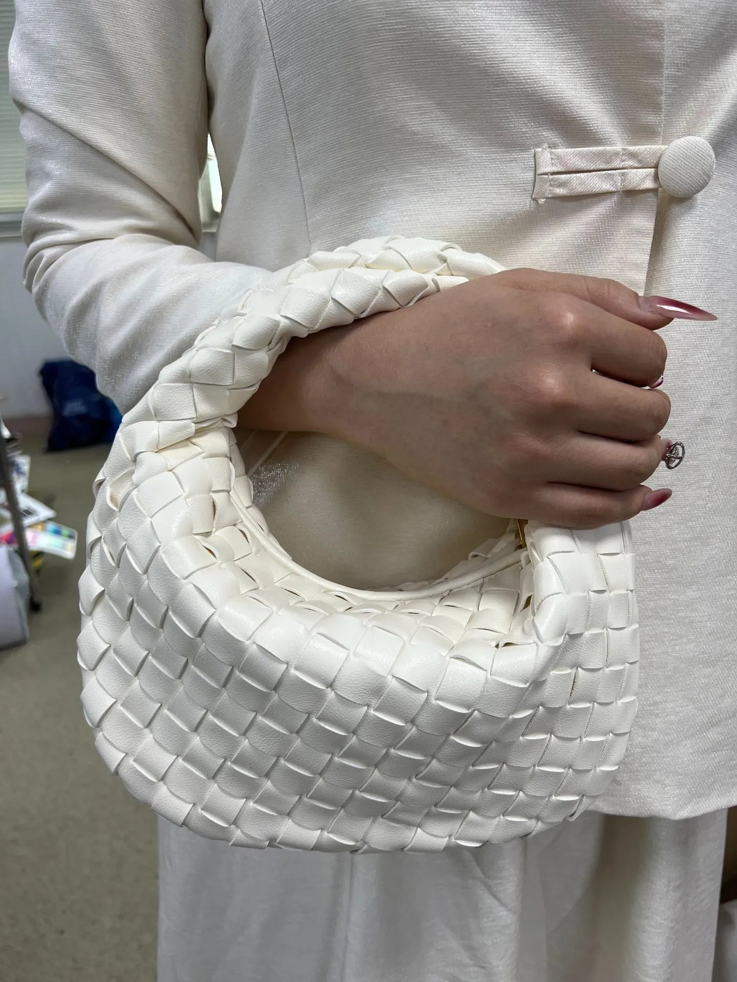 Braided Leather Tote Bag | Woven Pattern Style