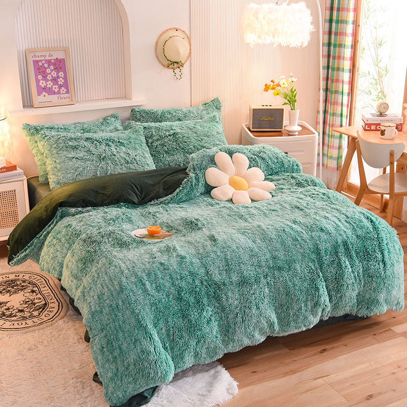 Luxurious Soft Pink Bedding Set with Fringe Trim