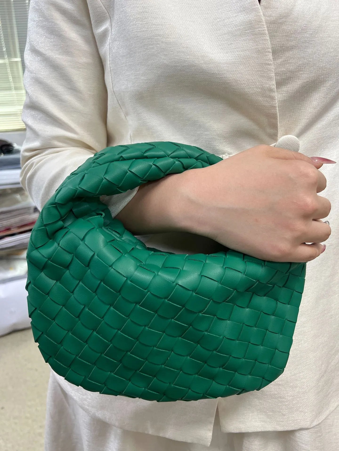 Braided Leather Tote Bag | Woven Pattern Style