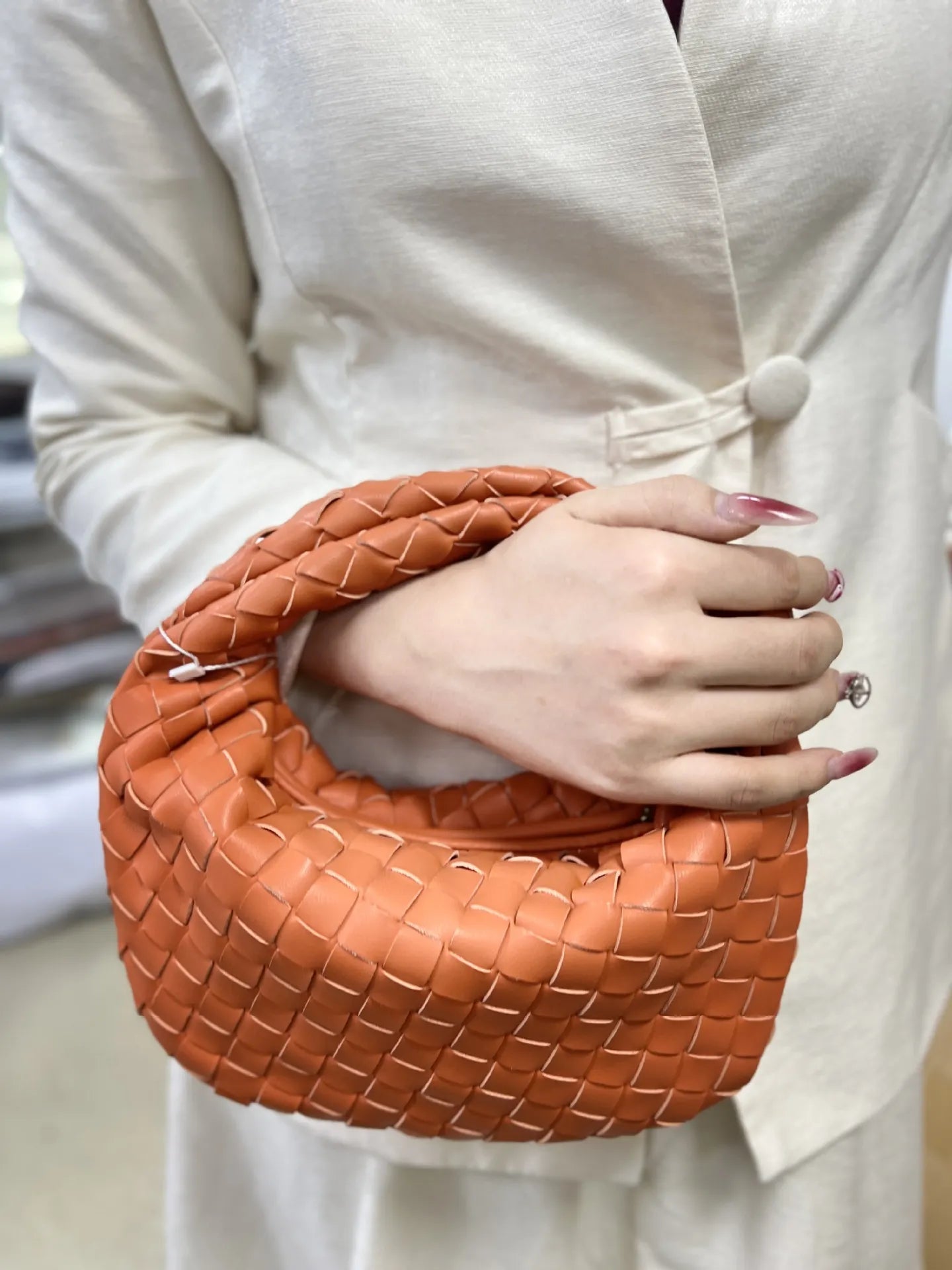 Braided Leather Tote Bag | Woven Pattern Style