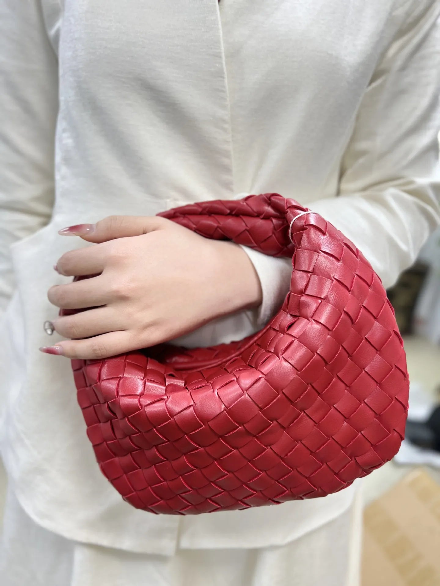 Braided Leather Tote Bag | Woven Pattern Style