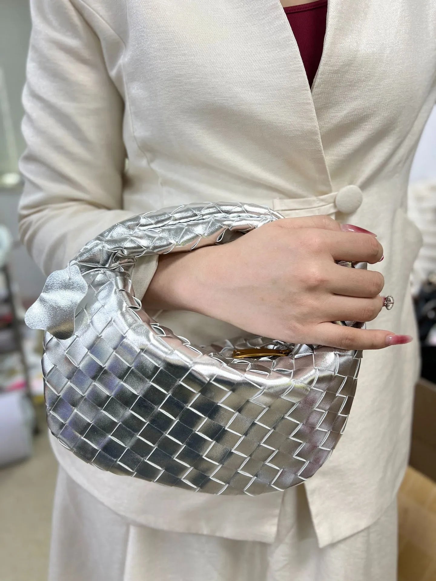 Braided Leather Tote Bag | Woven Pattern Style