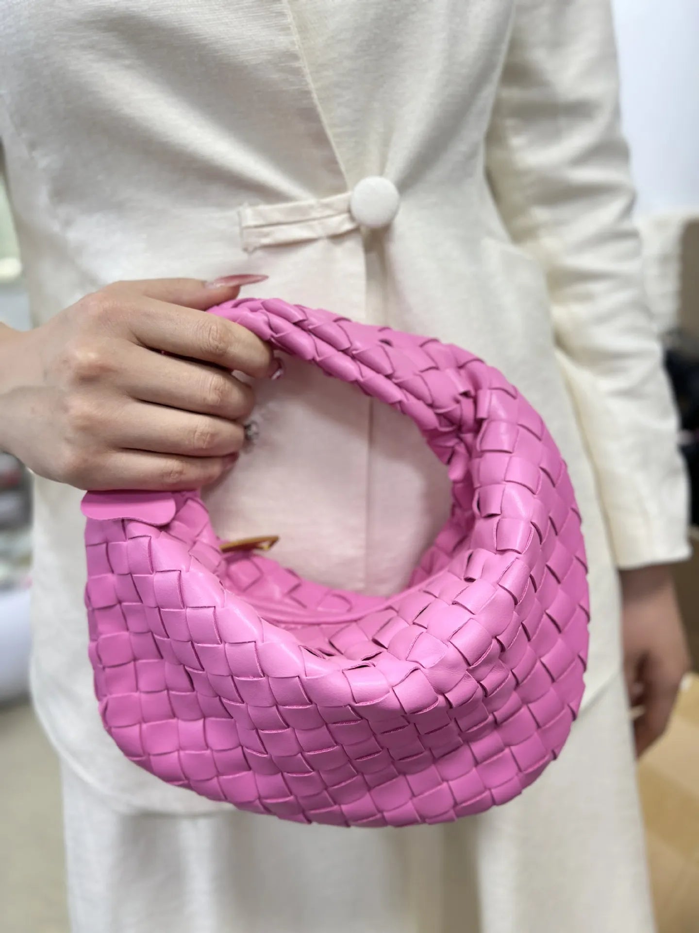 Braided Leather Tote Bag | Woven Pattern Style