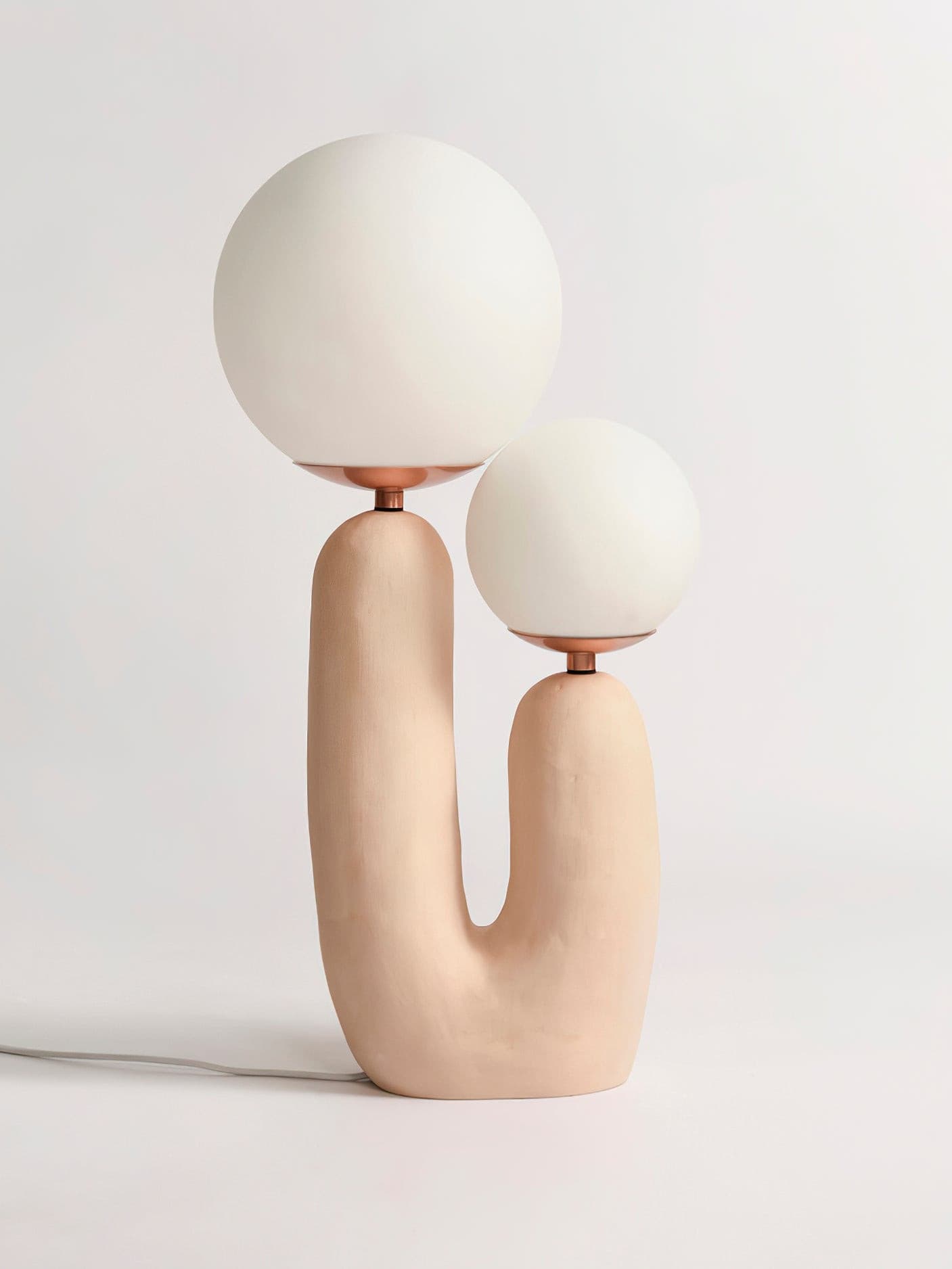 Earthtone Clay Desk Lamp with Glass Shade