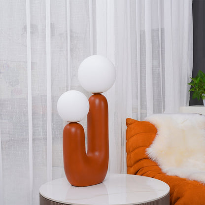 Earthtone Clay Desk Lamp with Glass Shade