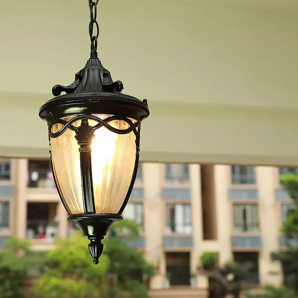Classic Black Glass Hanging Lantern Light - HappyKidMart