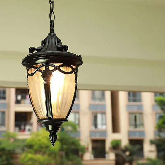 Classic Black Glass Hanging Lantern Light - HappyKidMart