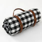 Traditional Outdoor Blanket | Red Plaid Design With Brown Straps