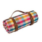 Traditional Outdoor Blanket | Red Plaid Design With Brown Straps