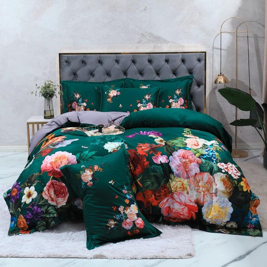 Green Floral Pattern Bedding Set - HappyKidMart