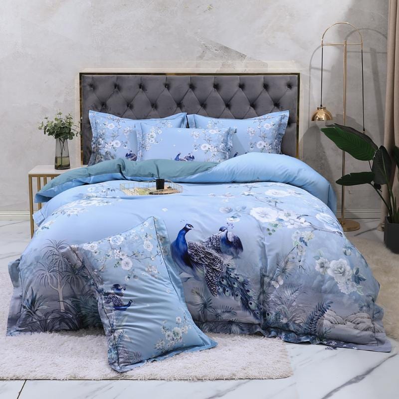 Soft Blue Floral Comforter Set - HappyKidMart