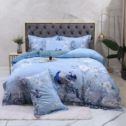Soft Blue Floral Comforter Set - HappyKidMart
