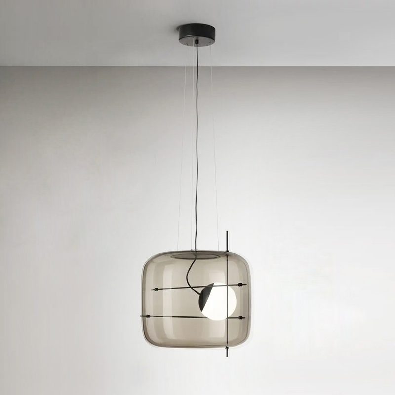Stylish Glass Hanging Light | Dark Cube Shade