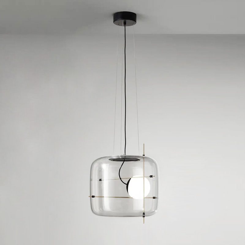 Stylish Glass Hanging Light | Dark Cube Shade