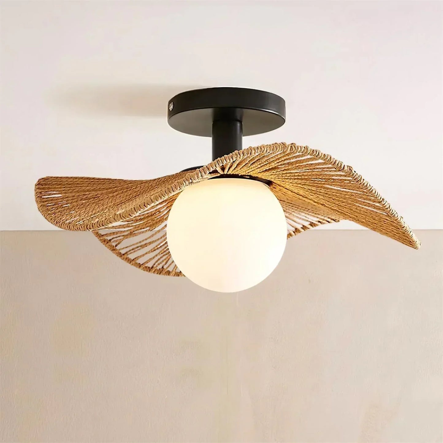 Rustic Woven Hemp Pendant Lamp