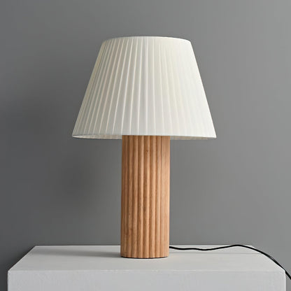 Contemporary Wooden Table Lamp with Textured Shade